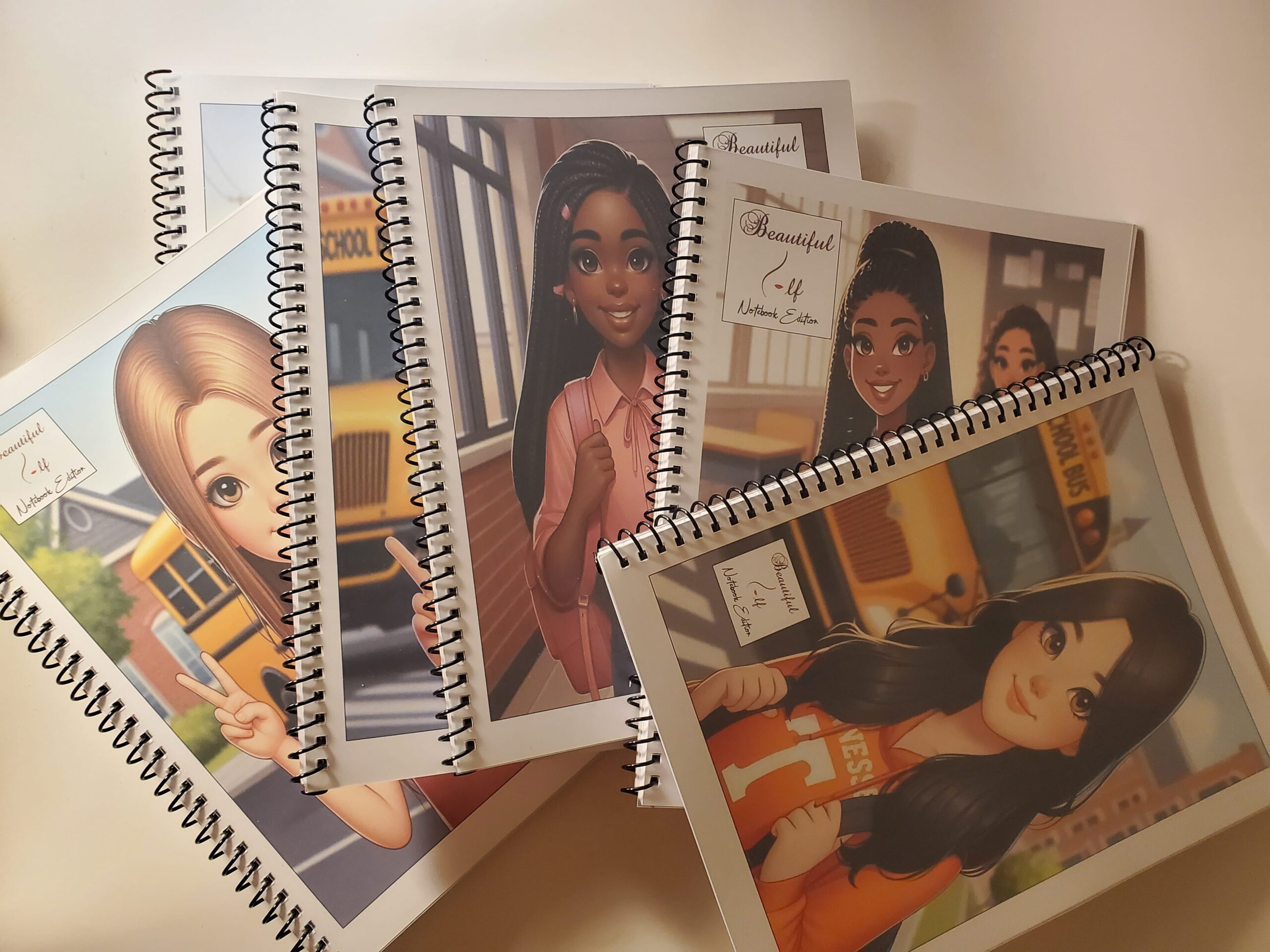Many notebooks with different catoon images of children