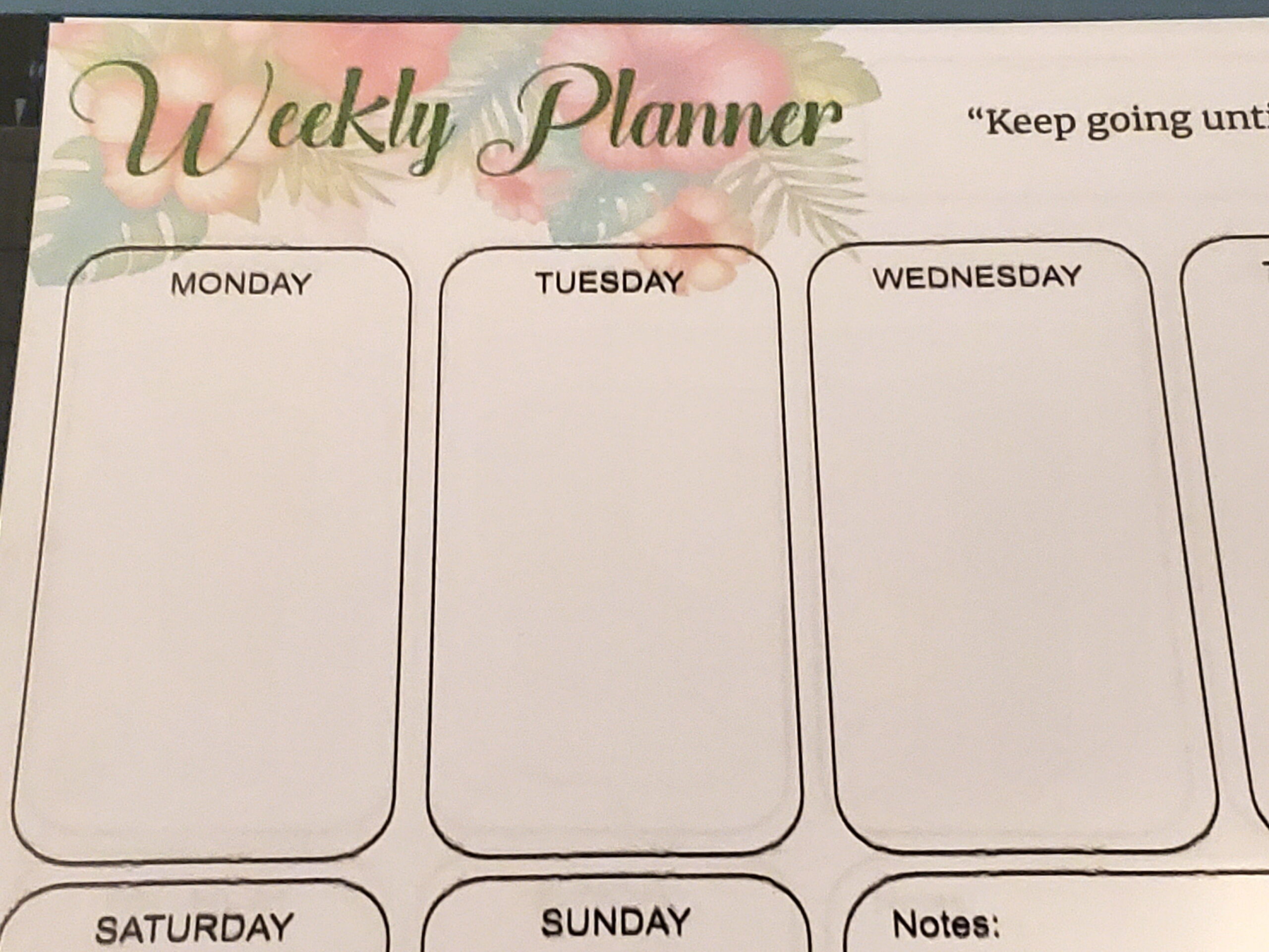 Weekly Calendar with Pacific Islander woman and flower design